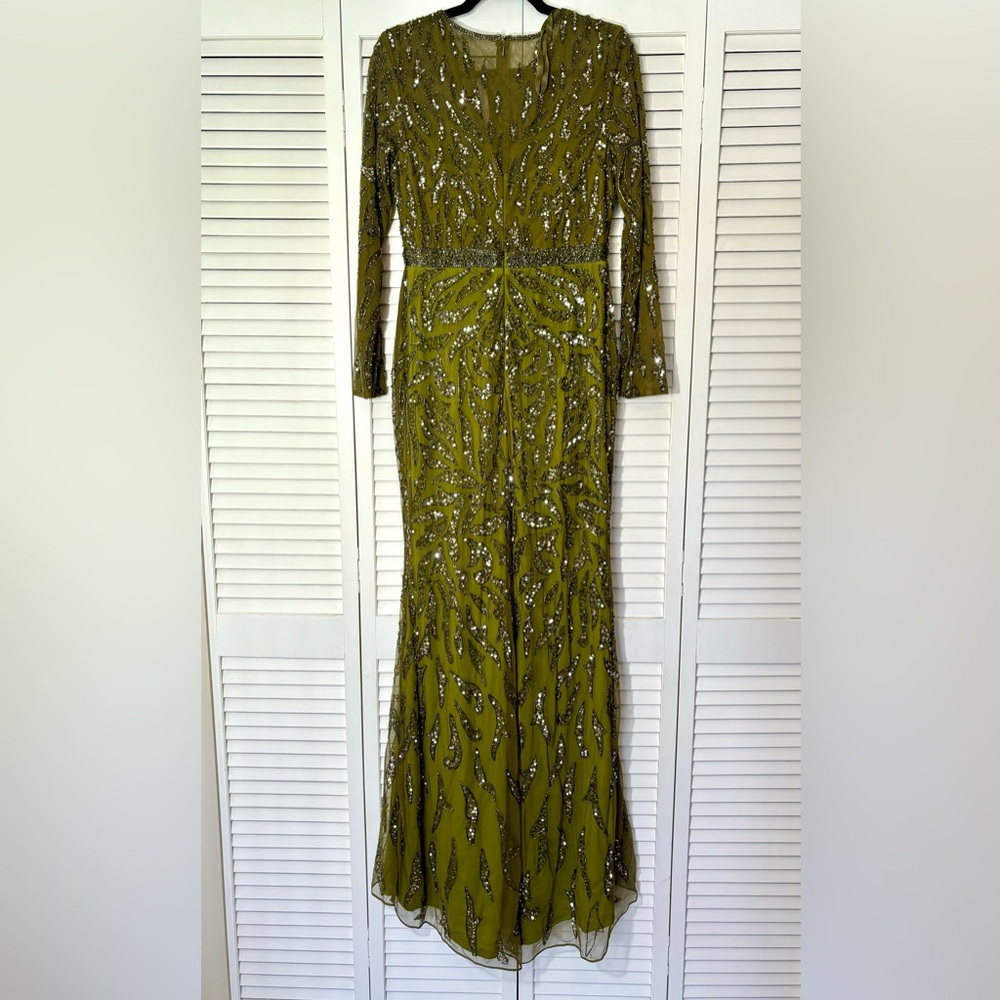 NWT Mac Duggal  5124 Green/Olive
Beaded Long Sleeve Evening Gown 8 - Picture 13 of 14